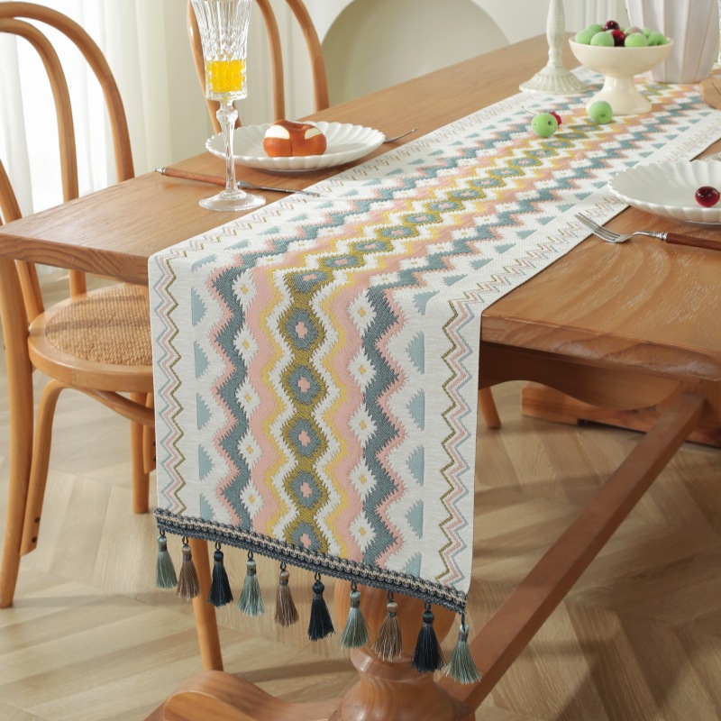 北欧简约现代几何波纹桌旗茶几布