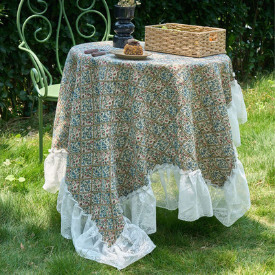 法式复古田园风花束碎花提花桌布