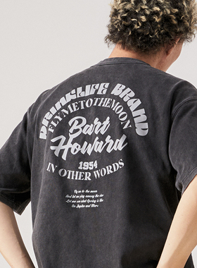 DRINK LIFE 原创设计水洗短袖男美式复古宽松t恤oversize上衣夏季