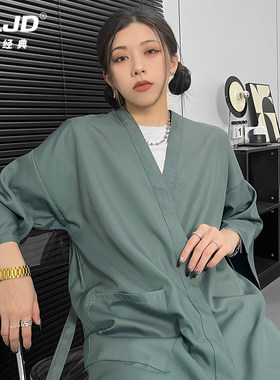 理发店客服围布美发客袍发廊剪发和服染发衣焗油工作服潮专业
