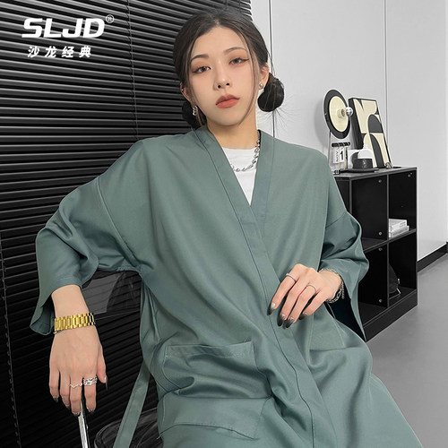 理发店客服围布美发客袍发廊剪发和服染发衣焗油工作服潮高档专业