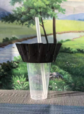 网红冒烟杯拇指煎包碗可乐杯行走的火锅杯冷饮水果杯托碗冒菜杯子