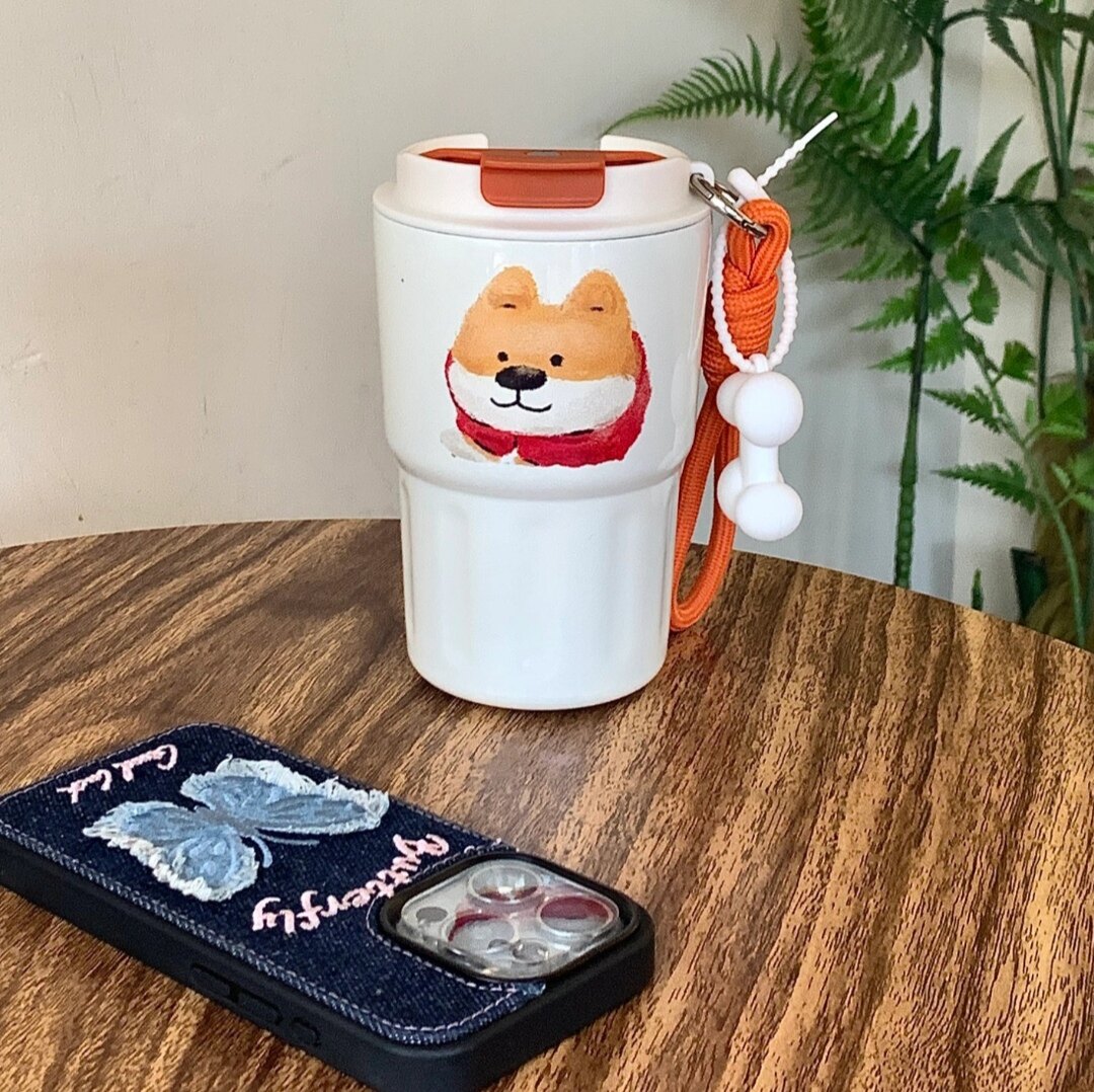 卡通柴犬304不锈钢保温杯带盖便携水杯动漫马克杯高颜值咖啡杯