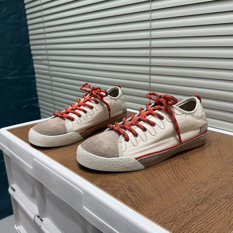 韩版拼色交叉绑带帆布鞋女2026春季圆头休闲板鞋百搭舒适透气潮鞋