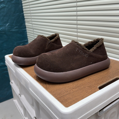 冬新款厚底羊羔毛毛勃肯鞋女加绒保暖一脚蹬懒人鞋休闲舒适女棉鞋
