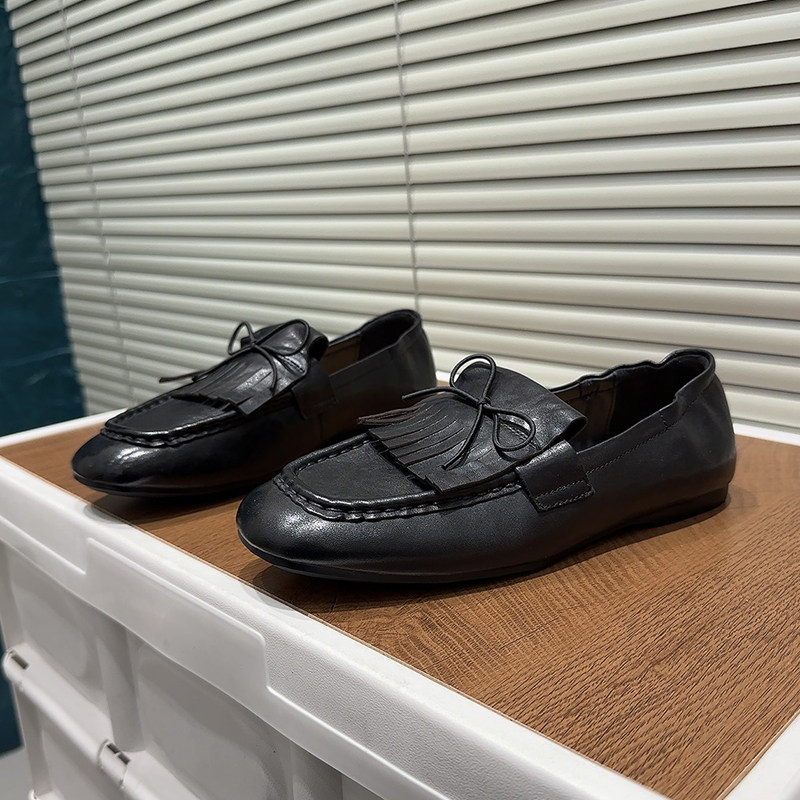 英伦风头层牛皮流苏乐福鞋女平底圆头低跟休闲百搭一脚蹬深口单鞋,女鞋,深口单鞋,淘宝优惠券,粉丝福利购,淘宝优惠卷