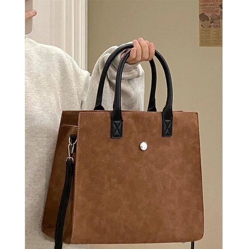 黑哥同款2025新款秋冬磨砂加拉链复古超大容量手提包单肩斜挎大包