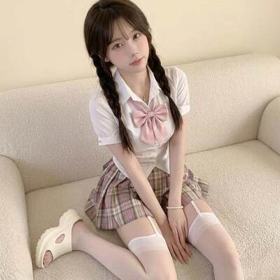校供收腰jk短袖衬衣衬衫制服套装