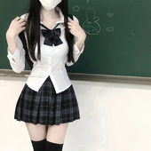 jk制服套装 显瘦辣妹日系衬衣上衣裙子 修身 收腰衬衫 女学院风长袖
