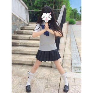 女 夏季 新款 学院风海苔jk格裙短裙套装 衬衣日系JK制服马甲背心衬衫