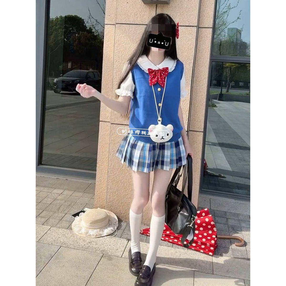 气泡水原创JK制服格裙日系学院风半身裙夏季软妹百搭短裙甜美穿搭