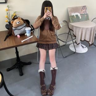 毛衣长袖 女秋冬校供针织开衫 外套上衣 格裙套装 焦糖可颂jk制服正版