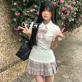 polo衫 正版 收腰短袖 原创樱奈春时jk学院风制服套装 日系上衣 女夏季