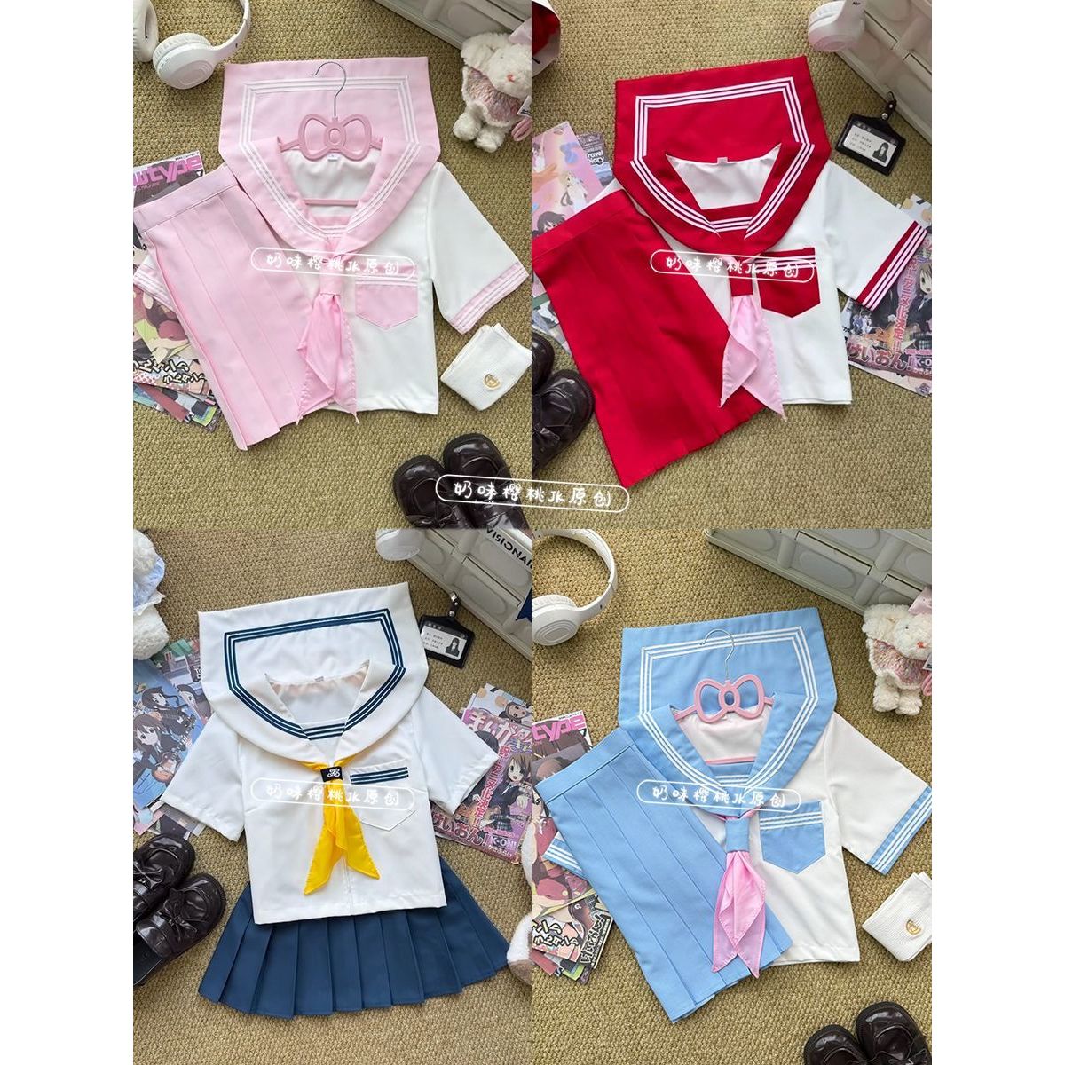 JK制服日系三本基础水手服短袖甜美可爱校供百褶裙套装女学院夏季