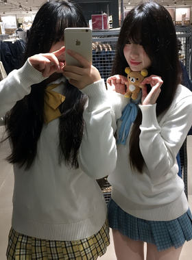 白色针织衫套头上衣毛衣女套装
