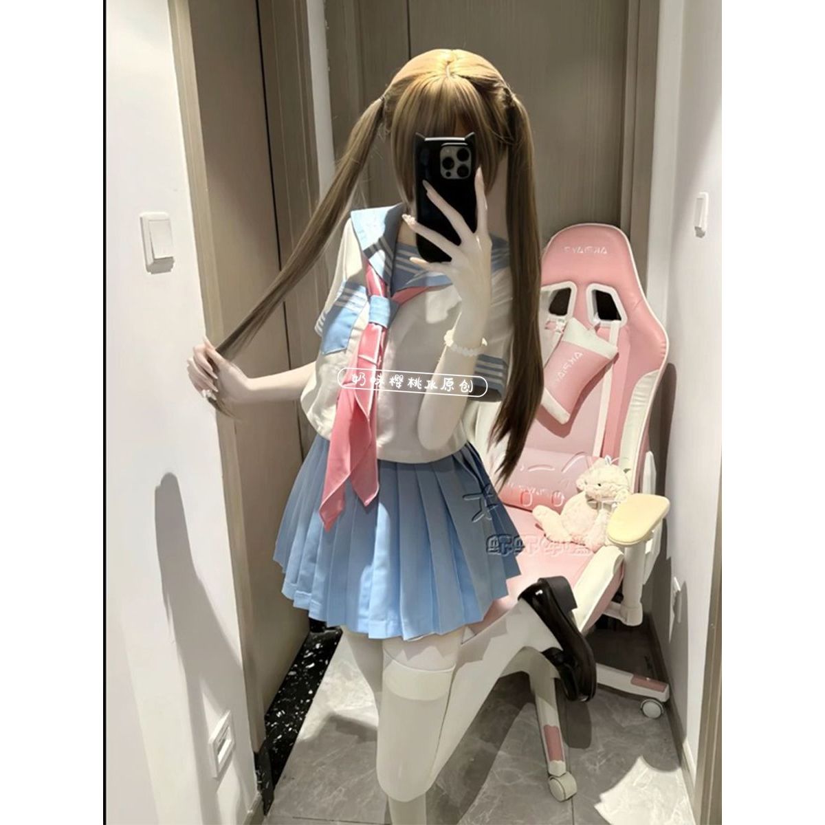 原创JK制服短袖水手服三本日系软妹基础学院百褶裙可爱女上衣套装