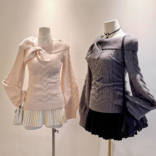 套头显瘦学院风jk毛衫 奈奈风兔耳结针织衫 收腰毛衣女秋冬新款