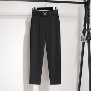 裤 休闲职业西裤 女2026新款 高腰显瘦小个子九分烟管裤 春装 黑色西装