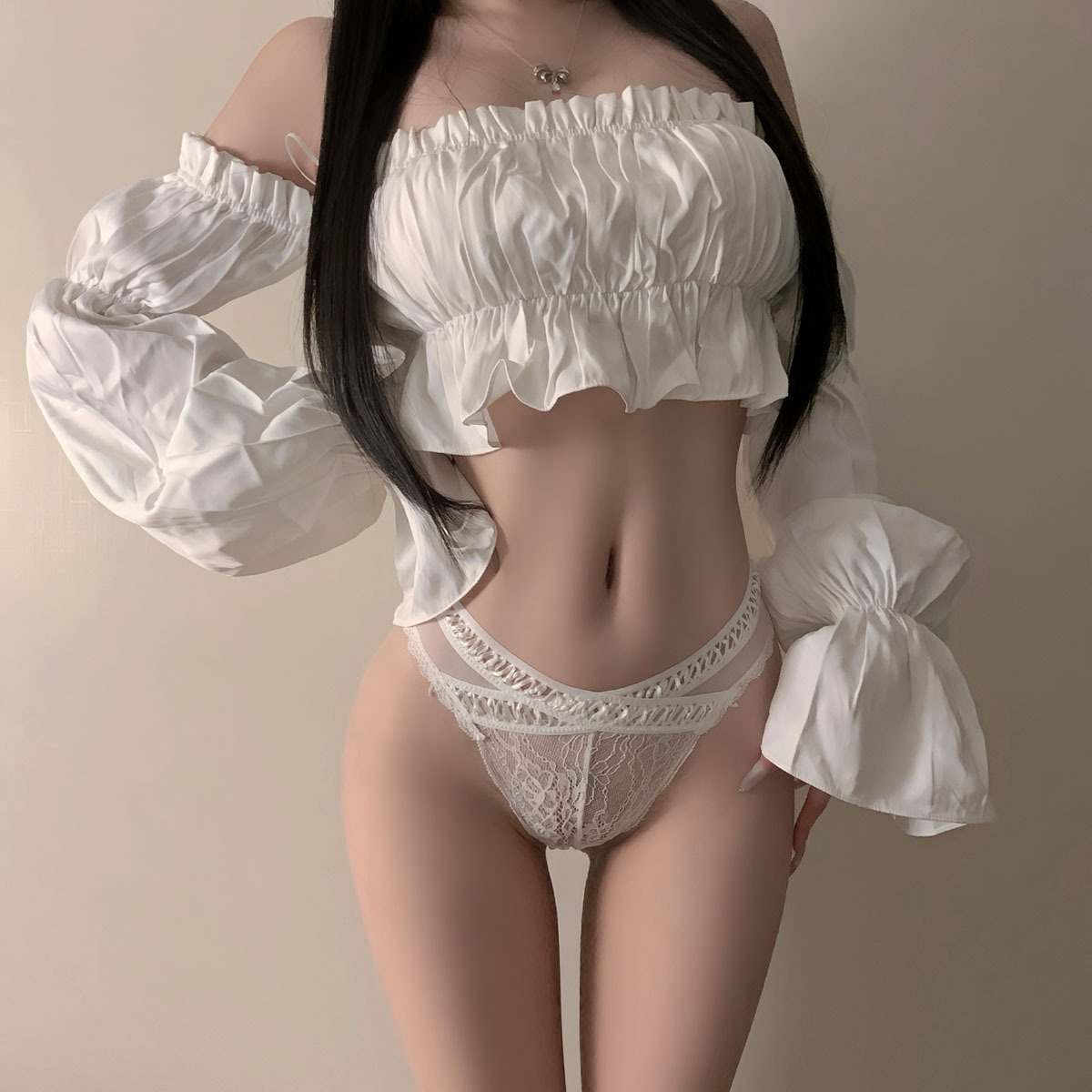 伪娘性感简约风蕾丝内裤轻奢气质女装大佬薄款透气无痕男娘三角裤