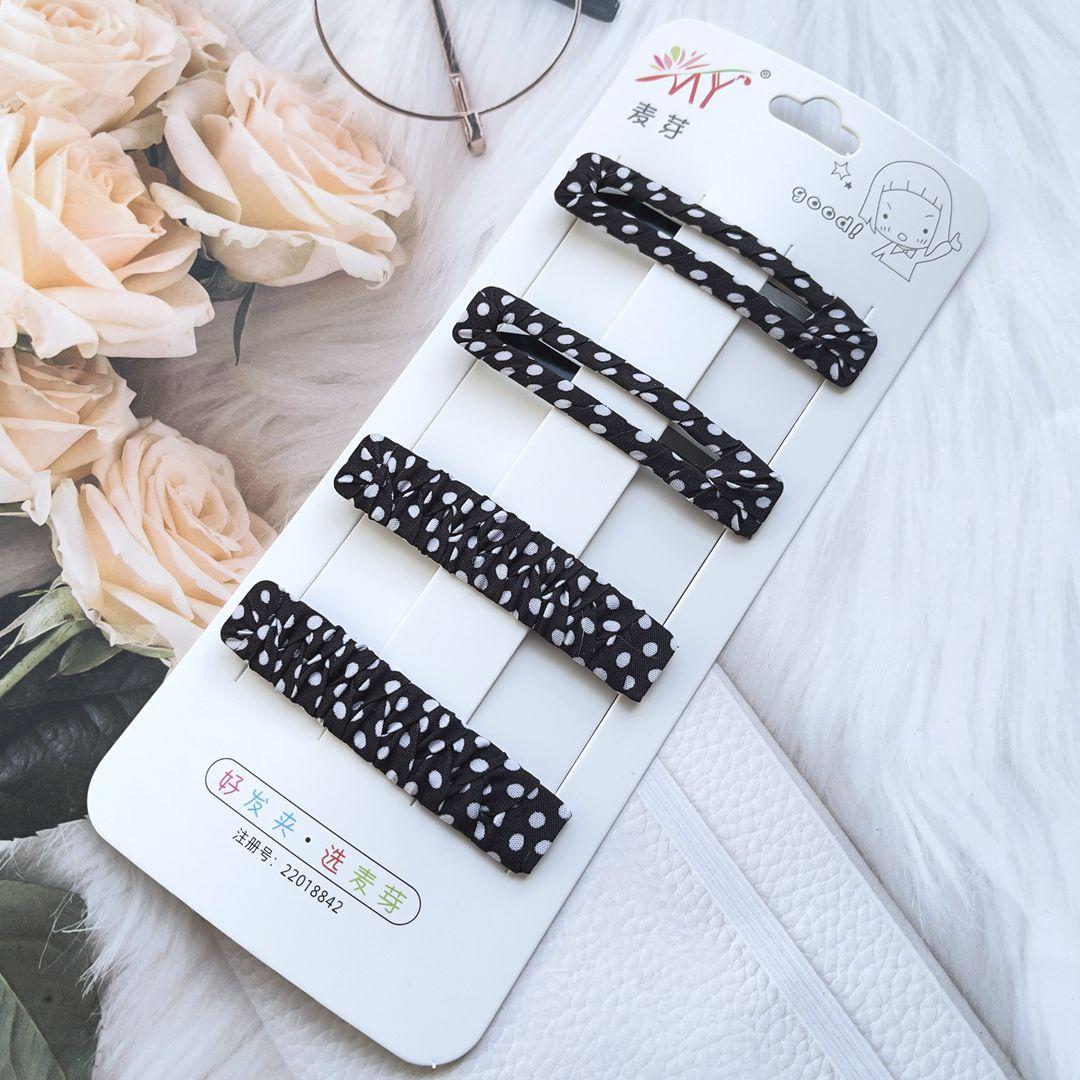 布艺发夹黑色波点bb夹