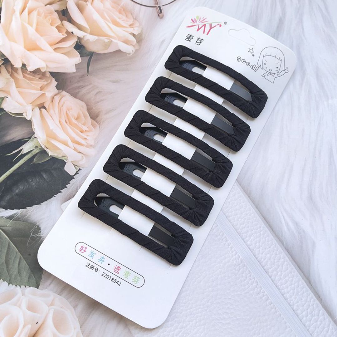 布艺后脑勺边夹黑色发卡子简约