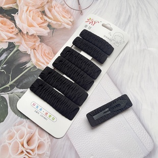 麦芽黑色褶皱布艺发夹手工编织发饰边夹不伤发简约刘海夹绕布BB夹