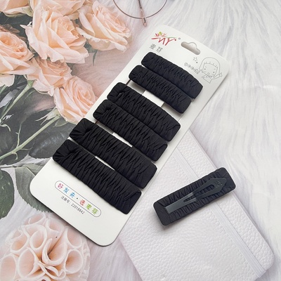 麦芽黑色布艺发夹绕布BB夹不伤发