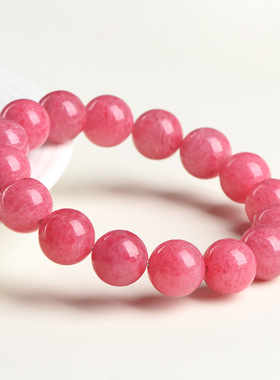 天然蔷薇石手链 蔷薇辉圆珠时尚手链