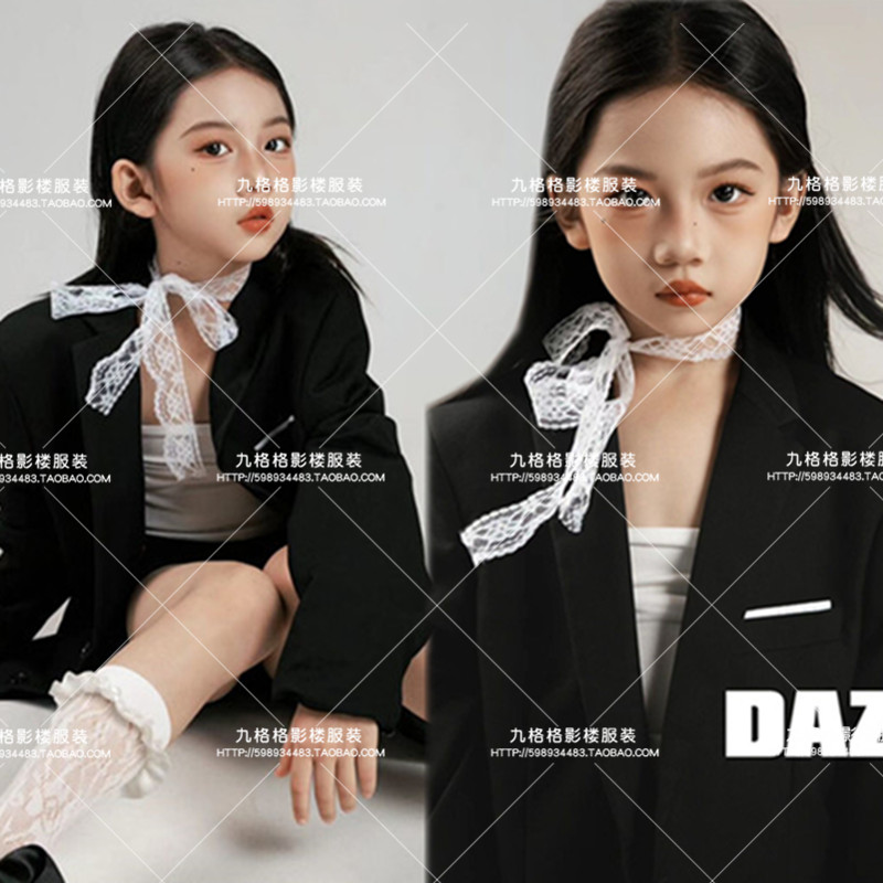 女童加长西装裙T台走秀演出服飒