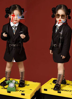 拍摄女童西装裙主题写真艺术照T台走秀大赛儿童演出服CCAC礼服酷