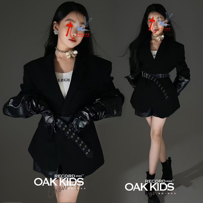 唱歌比赛舞台走秀女童西装礼服少儿模特T台大赛MOKA儿童演出服帅
