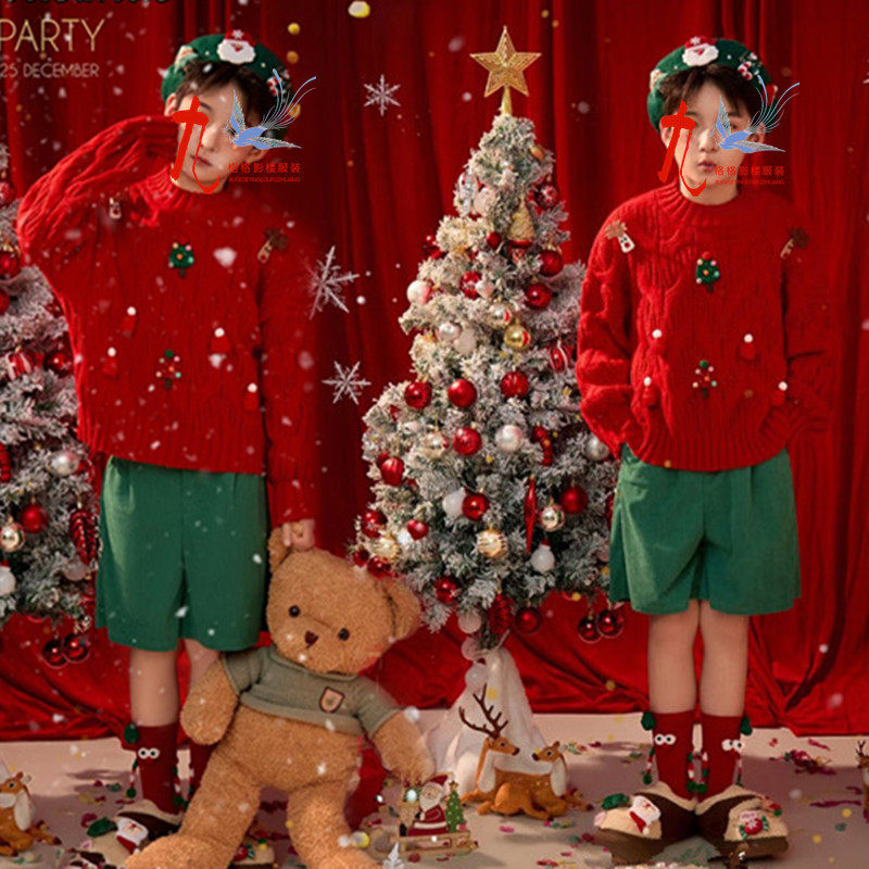 影楼拍照新年主题写真潮童舞台走秀圣诞演出服T台大赛儿童服装男