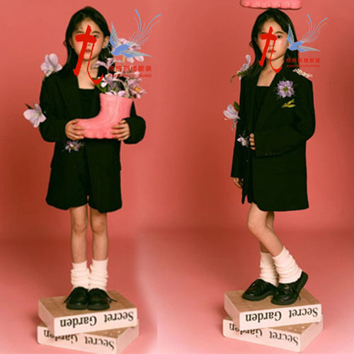 影楼拍照主题写真女童西装裙主持人礼服T台走秀大赛儿童演出服飒