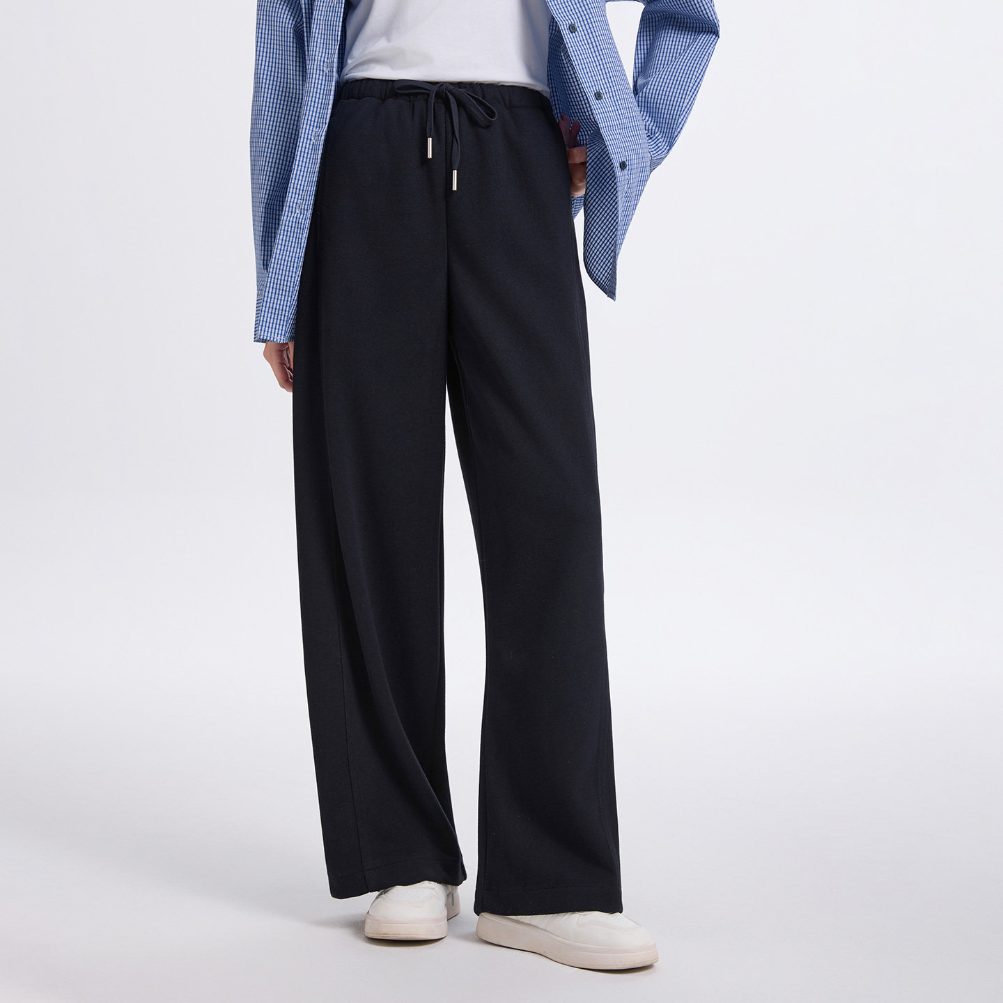 衣唱衣合 2025秋冬新款 松紧腰抽绳加厚保暖羊毛三线阔腿裤拖地裤,女装/女士精品,休闲裤,淘宝优惠券,粉丝福利购,淘宝优惠卷