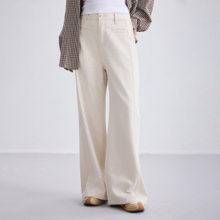 衣唱衣合 2025年秋季 连腰西裤式高腰中缝线牛仔裤解构风阔腿裤女