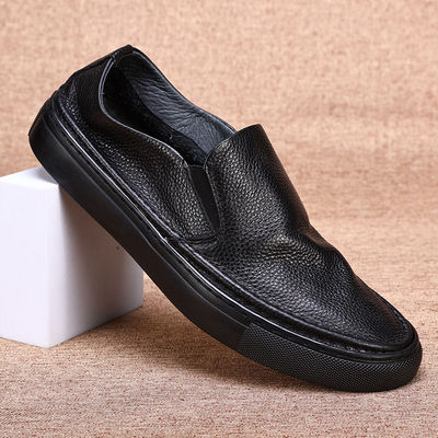 京鸿轩舒适橡胶一脚蹬头层牛皮便