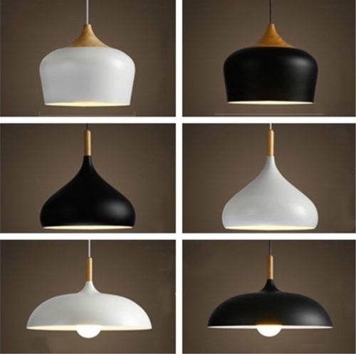 简约现代灯罩吊灯单头黑色白色