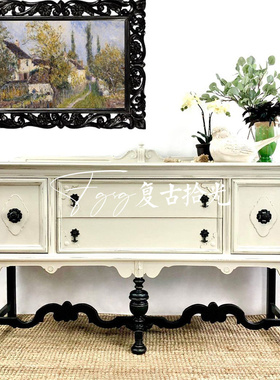 复古拾光法式复古雕花实木玄关柜入户玄关台靠墙白色装饰柜储物柜