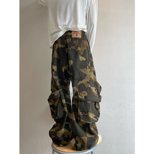 裤 dannyandzee秋冬复古百搭立体剪裁330克重帆布迷彩弯刀裤 男工装