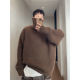 dannyandzee冬季 复古慵懒宽松重磅纯色粗线保暖加厚高领毛衣男INS