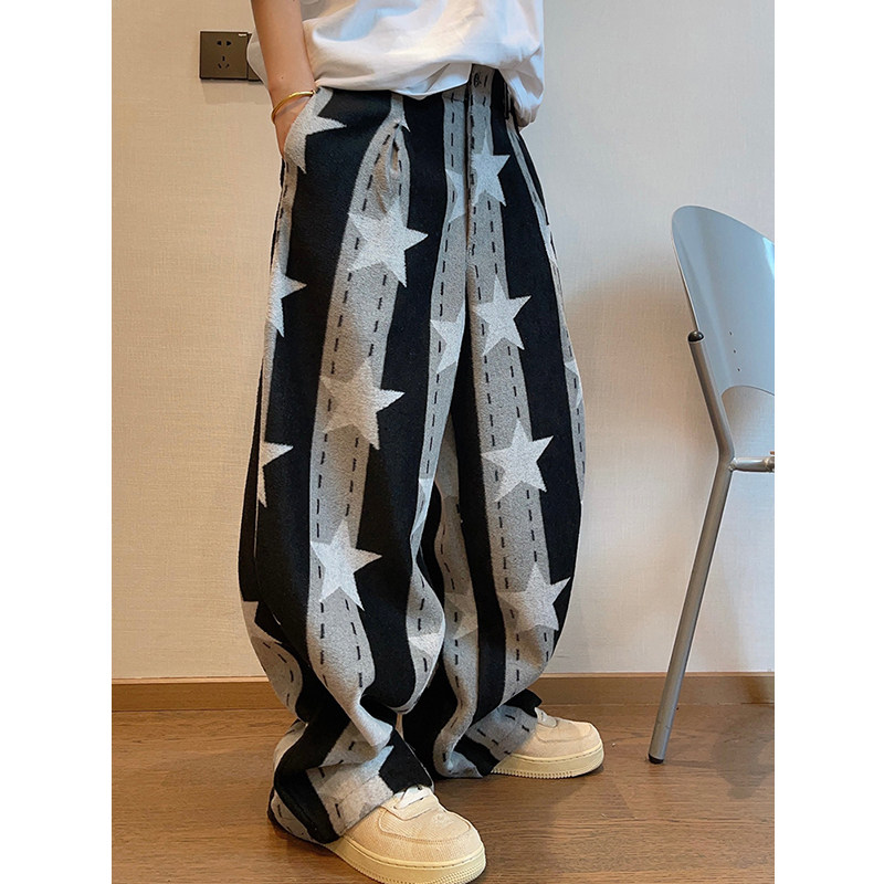 重磅厚款五角星呢料休闲裤