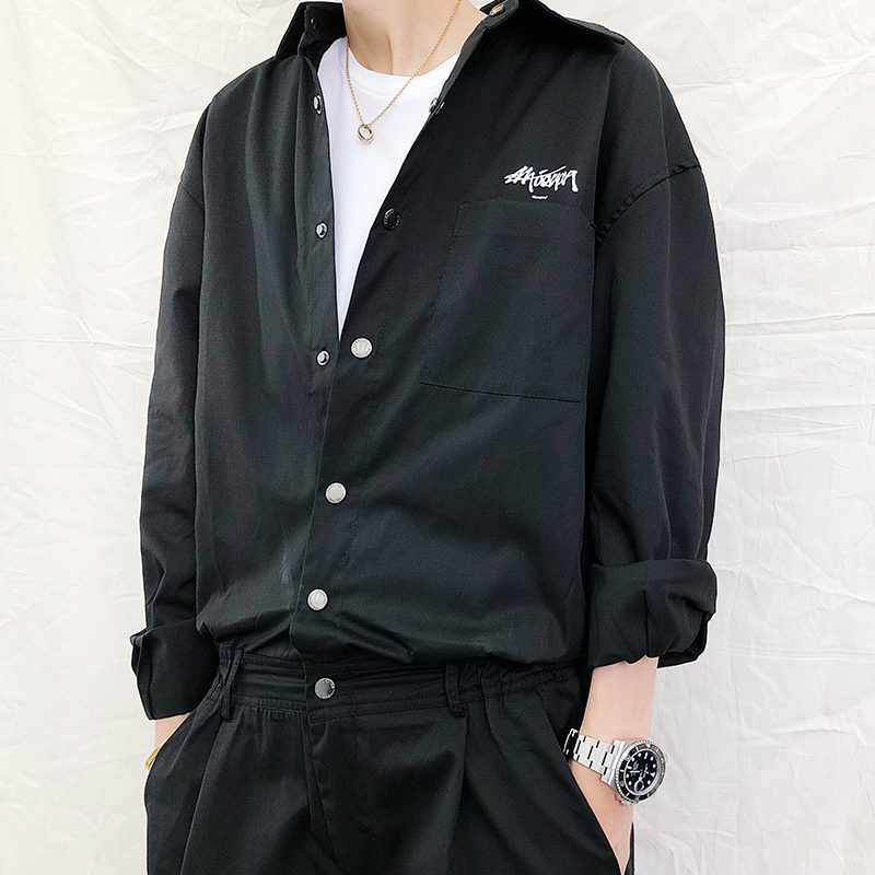 dannyandzee 18秋装新款纯色后背涂鸦印花工装宽松休闲连体裤男