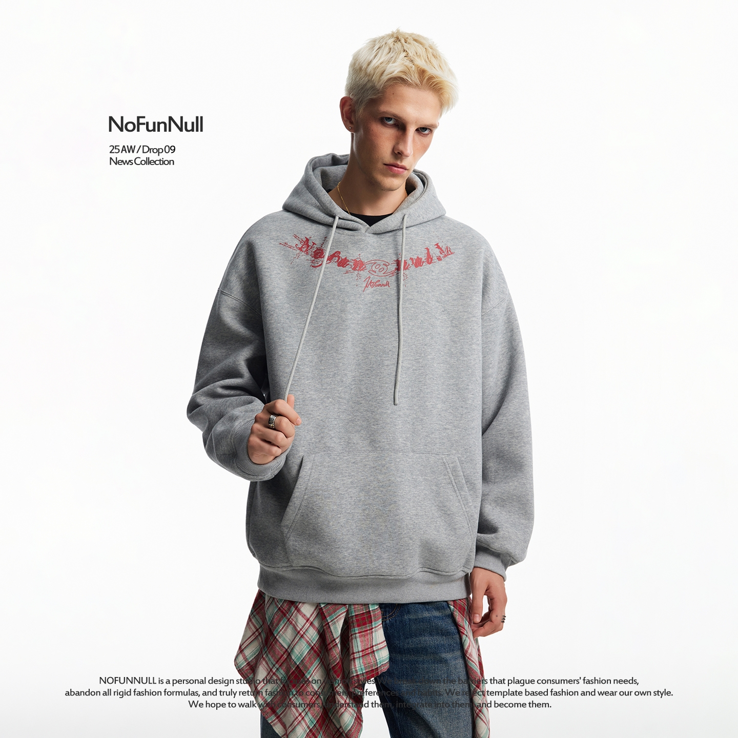 NOFUNNULL美式高街创意印花卫衣