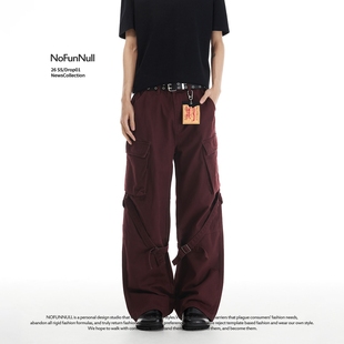 直筒休闲裤 NOFUNNULL 男春季 裤 美式 高街vibe多口袋设计感绑带工装