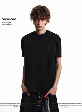 NOFUNNULL索罗娜凉感正肩短袖t恤男女夏季boxy版型小领口高质上衣