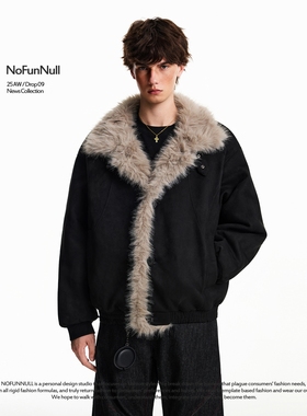 NOFUNNULL 秋冬座山雕加厚棉衣男复古解构高级感毛领保暖棉服外套