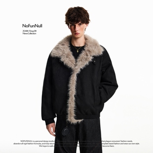 NOFUNNULL 秋冬座山雕加厚棉衣男复古解构高级感毛领保暖棉服外套