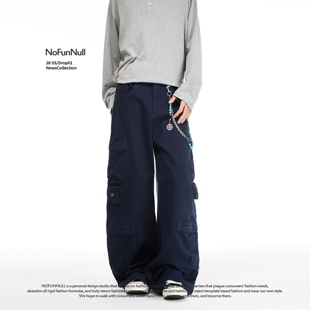裤 NOFUNNULL 美式 高街hiphop多口袋纯棉工装 春男女宽松直筒休闲裤