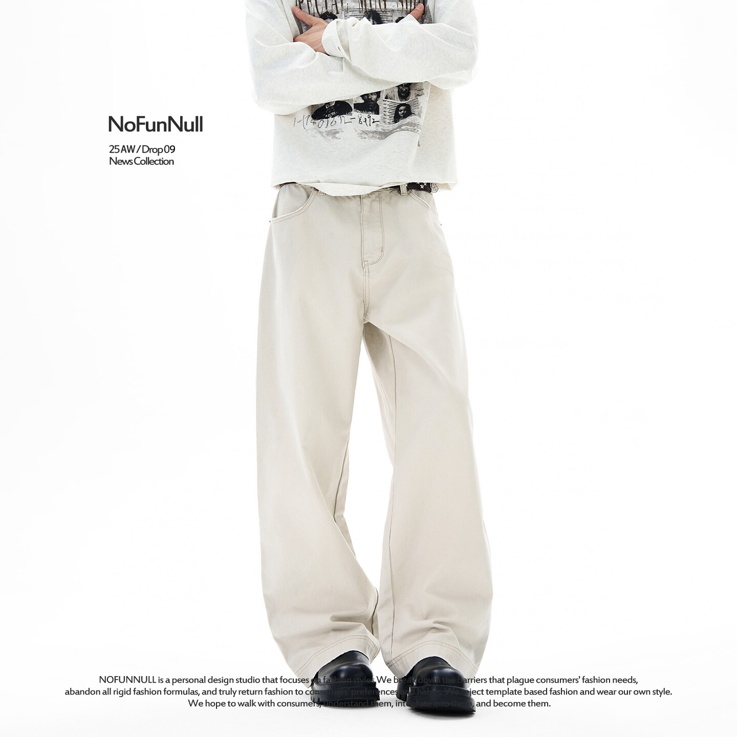 NOFUNNULL结构直筒工装休闲裤潮