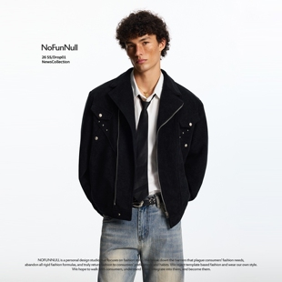 男女短款 复古设计感铆钉解构夹克春季 廓形休闲外套 美式 NOFUNNULL